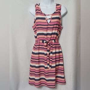 SKIES ARE BLUE Women's Multi-Color Stripe Sleeveless Mini Dress. 8